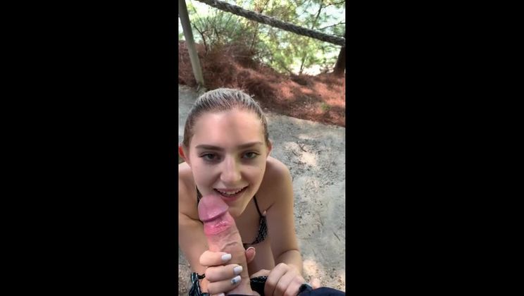 My first public blowjob - almost caught with cum on my face (Eva Elfie)