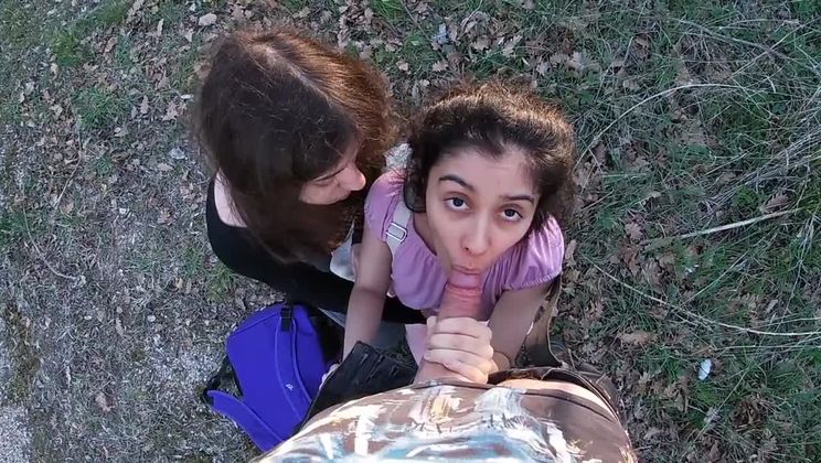 Having fun with 2 stranger teens that come back from school POV PUBLIC SEX!