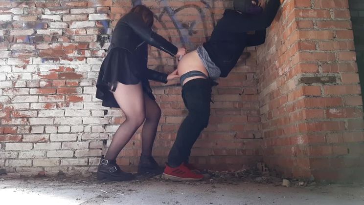 fucking guy's ass in an abandoned building (pegging)