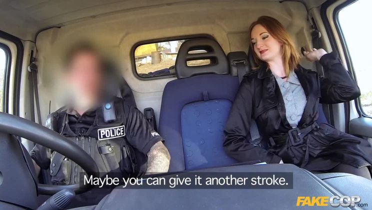 Hot ginger gets fucked in cops van